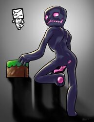 absurd_res animal_genitalia anus dark_body enderman genital_slit genitals hi_res humanoid lotllover male microsoft minecraft mojang pawpads penis pink_genitals posed prehensile_penis rear_view simple_background solo xbox_game_studios