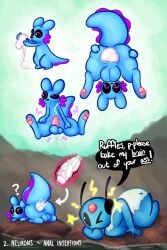 absurd_res anal anal_masturbation anal_vore antennae_(anatomy) anthro aquatic ass backsack balls big_balls biped black_sclera blue_body bodily_fluids breasts clothing cnidarian cum cumshot dialogue digital_media_(artwork) duo ejaculation electrostimulation english_text erection female forehead_gem gem genital_fluids genitals hi_res humanoid internal iterator_(rain_world) jellyfish living_insertion looking_at_another looks_to_the_moon_(rain_world) lying machine male male_focus masturbation medusozoan mostly_nude multiple_images multiple_insertions neuron_fly oblivious on_front pain pawpads paws penis pincoosh pink_penis presenting presenting_hindquarters purple_eyes question_mark rain_world rivulet_(rain_world) robot signature speech_bubble spread_butt spreading text torn_clothing videocult vore