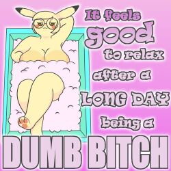 1girls bath breasts bubbled_tea_dreams bubbles female glasses nude pikachu pokemon tagme