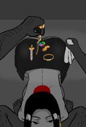 1boy 1girls ass ass_bigger_than_head ass_focus ass_up big_ass black_hair blackbeard blowjob boa_hancock breasts chains dark-skinned_male dark_skin felation female flexing giving_head gold_jewelry hidden_face huge_ass huge_breasts hypnosis interracial jewelry kurohige light-skinned_female looking_at_viewer male marshall_d_teach one_piece oral oral_sex prostitution sideboob tattoo tattoos yazorok
