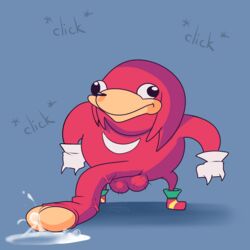 cum elf_waifu humanoid_penis knuckles_the_echidna male male_only meme penis solo sonic_(series) text ugandan_knuckles