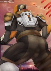 alternate_version_available bulge bungie destiny_(game) fully_clothed guardian_(destiny) leaning_forward lord_shaxx patreon presenting presenting_hindquarters