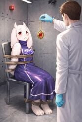 ai_generated amulet animal_humanoid anthro anthro_female antropomorph chair containment_cell experiment female_possession furry furry_female goat_girl golden_accessories horn huge_ass huge_ass_(female) kidnapped_female kidnapped_girl possession possession_girls purple_clothes rope_between_breasts ropes scared_expression scientist scp-963 scp_foundation sexy_body sexy_clothing sexy_female shiny_clothes solo_female toriel toriel_(undertale) undertale undertale_fanfiction white_body worried_expression worried_face worried_female worried_look
