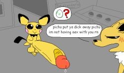 2_frame_animation 2d_animation aliasing ambiguous_gender animated annoyed balls big_balls big_penis blush blush_lines detailed_background dialogue digital_media_(artwork) duo eeveelution egg english_text fur fur_tuft generation_1_pokemon generation_2_pokemon genitals glans glistening grey_background huge_penis hyper hyper_genitalia hyper_penis jolteon looking_away male male/ambiguous meme mouth_closed nintendo nxyitn open_mouth penis pichu pixel_(artwork) pixel_animation pokeball pokemon pokemon_(species) pokemon_center pokemon_egg pokemon_only question_mark requesting scrotum_flap sex_request simple_background small_but_hung smile snout squigglevision standing tail talking_to_another text tuft yellow_body