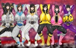6girls ahim_de_famille bodysuit breast_expansion breast_growth breast_growth_(enlargement) breasts cg enlarged_breasts erect_nipples erect_nipples_under_clothes female female_focus female_only fueki_koyomi gokai_pink hanaori_kotoha heroine hokekyo_9 huge_breasts instant_loss kaizoku_sentai_gokaiger kamen_rider kamen_rider_fourze_(series) kamen_rider_nadeshiko kamen_rider_tsukuyomi kamen_rider_wiseman kamen_rider_wizard_(series) kamen_rider_zi-o_(series) kishiryu_sentai_ryusoulger koyomi_fueki kyoryu_violet looking_at_viewer multiple_females multiple_girls nadeshiko_(kamen_rider_fourze) nipples nipples_visible_through_clothing samurai_sentai_shinkenger shinken_yellow skintight skintight_bodysuit skintight_suit squatting squatting_position super_sentai thick_thighs thighs tokusatsu tsukuyomi_(kamen_rider_zi-o) wide_hips yayoi_ulshade