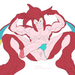 anthro anus balls breath_of_the_wild flexing funkmasterblaster humanoid_penis male male_only marine muscular nintendo penis sidon_(zelda) solo the_legend_of_zelda video_games zora