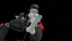 3d automaton_(helldivers) blue_hair commissar-chan_(arzyparzy) functionally_nude functionally_nude_futa futanari helldivers jallerarts kurobara_lilim nipples nude nude_futanari penis red_eyes robot_girl testicles wide_hips
