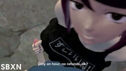 1boy 1boy1girl 1girls 3d 3d_animation alleyway ambiguous_penetration animated arms_held_back big_ass black_clothing bottomless continue_after_cum continuous_ejaculation cum cum_in_mouth cum_inside english_subtitles english_text fair_skin from_behind from_behind_position human humanoid_genitalia japanese_text japanese_voice_acting looking_at_viewer male_pov no_panties original pinkrotten pov pov_male sbxn sex short_hair skirt skirt_lift sleeveless_shirt sound source_filmmaker standing standing_doggy_style subtitled video voice_acted yoko_(sbxn)