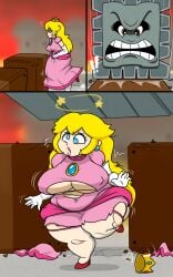 flattened huge_breasts mario_(series) noh-buddy princess_peach shortstack shortstackification super_mario_bros.