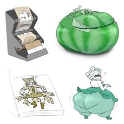 fat fat_ass flat flattened flattening flattening_fetish huge_breasts inanimate_transformation inflation noh-buddy spherical_inflation swelling transformation watermelon_inflation watermelon_transformation
