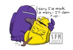 among_us among_us_purple among_us_yellow cum genital_slit licking_cum_on_face namarick tentacle_penis tounge tounge_out