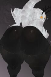 1girl agito_(jujutsu_kaisen) ass ass_focus beast big_ass chimera clothed feathers feline female from_behind fur fusion girl jujutsu_kaisen large large_breasts lipstick long merged monster naked parasytal shikigami tail thighs tiger toy