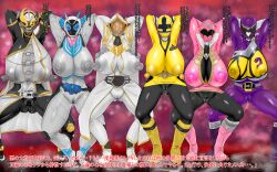 6girls ahim_de_famille bodysuit breast_expansion breast_growth breast_growth_(enlargement) breasts cg enlarged_breasts erect_nipples erect_nipples_under_clothes female female_focus female_only fueki_koyomi gokai_pink hanaori_kotoha heroine hokekyo_9 huge_breasts instant_loss kaizoku_sentai_gokaiger kamen_rider kamen_rider_fourze_(series) kamen_rider_nadeshiko kamen_rider_tsukuyomi kamen_rider_wiseman kamen_rider_wizard_(series) kamen_rider_zi-o_(series) kishiryu_sentai_ryusoulger koyomi_fueki kyoryu_violet looking_at_viewer multiple_females multiple_girls nadeshiko_(kamen_rider_fourze) nipples nipples_visible_through_clothing samurai_sentai_shinkenger shinken_yellow skintight skintight_bodysuit skintight_suit squatting squatting_position super_sentai thick_thighs thighs tokusatsu tsukuyomi_(kamen_rider_zi-o) wide_hips yayoi_ulshade