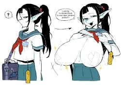 1girls 2026 2d 2d_(artwork) 2d_artwork ? aliasing baby_blue_clothing bag bat_accessory bedroom_eyes before_and_after belly belly_button big_breasts big_ears black_eyes black_hair blue_sailor_collar blue_skirt breast_expansion breast_growth breast_growth_(enlargement) breasts breasts_expansion bursting_breasts busty clothed clothed_female clothing collarbone curvaceous curvy curvy_figure dialogue dizzyspells english english_dialogue english_text expansion expansion_sequence fangs female female_only flat_chest flat_chested gigantic_breasts growth growth_sequence hair hammerspace hammerspace_breasts hanging_breasts hi_res hidden_buxom highres huge_breasts jiggle jiggling_breasts large_breasts long_breasts long_ears long_hair long_ponytail looking_at_viewer low_hanging_balls midriff midriff_peek monster_girl name_tag navel nipple_tape original original_character pale-skinned_female pale_skin pasties petite pixel_(artwork) pixel_art png pointy_ears ponytail presenting presenting_breasts purse question_mark red_ribbon sagging_breasts saggy_breasts sailor_collar school_uniform schoolgirl secretly_busty seductive seductive_look sharp_teeth shirt shirt_lift shirt_up skirt small_breasts small_but_busty solo solo_female speaking speaking_to_viewer speech_bubble speech_buble stomach straight_hair sweat talking_to_viewer teeth text tied_hair torpedo_breasts vampire vampire_fangs vampire_girl voluptuous voluptuous_female white_body white_skin