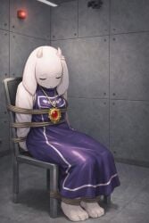 ai_generated amulet animal_humanoid anthro anthro_female antropomorph chair containment_cell experiment female_possession furry furry_female goat_girl golden_accessories horn huge_ass huge_ass_(female) kidnapped_female kidnapped_girl possession possession_girls purple_clothes rope_between_breasts ropes scared_expression scientist scp-963 scp_foundation sexy_body sexy_clothing sexy_female shiny_clothes solo_female toriel toriel_(undertale) undertale undertale_fanfiction white_body worried_expression worried_face worried_female worried_look