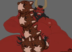 abs baelohr balloon barazoku beard belly biceps canine censored censored_penis demon erection facial_hair fangs greeneyedwolfking hair horn humanoid long_hair male male_only mammal muscular nipples novelty_censor one_eye_closed oni pecs penis pointless_censoring pubes red_body red_oni red_skin smile smirk solo solo_male wolf