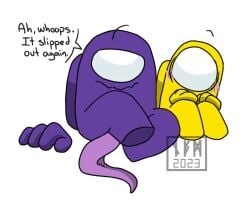 among_us among_us_purple among_us_yellow namarick tentacle_penis white_background