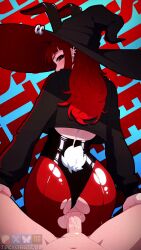 1boy 1girls 2d_animation 9:16 animated ass bunnysuit clothed_sex great_celacanto_(gcelacanto/inmortalgreat) lecheryamoreva longer_than_10_seconds looking_at_viewer music opennsfwsp original_character red_hair riding sex sex_from_behind shorter_than_30_seconds sound tagme trevobutevil val_(yan_kodiac) vertical_video video witch witch_hat yan_kodiac