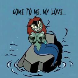 1female ai_generated animated blue_skin kissing large_breasts mermaid removed_clothing solo tagme video
