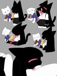 3:4 69_position ahe_gao animated anthro aroused_face before_and_after black_body black_fur black_hair black_tail blue_clothing blush bodily_fluids bottomwear cat_tail closed_eyes clothing collared_shirt deep_throat duo fangs felid female food fur genital_fluids hair heart_eyes heart_symbol hi_res hug hugging_another irrumatio legwear long_hair looking_at_another looking_away looking_pleasured looking_up_at_partner male male/female mammal neck_tuft oral oral_penetration penetration penile penis_in_mouth pink_eyes pink_sclera popsicle precum precum_string pupils seductive sex shirt simple_eyes skirt slit_pupils smile snazzle_snapp stockings surprise_sex tail teasing teeth tongue topwear tuft white_body white_clothing white_fur white_legwear white_stockings