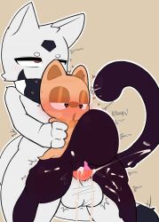 2023 anthro anthro_on_anthro anthro_penetrated anthro_penetrating anthro_penetrating_anthro arm_tuft armless balls big_balls black_body black_markings black_scarf black_tail bodily_fluids clothing cum cum_from_vagina cum_in_vagina cum_inside defunctumbra dipstick_tail duo elbow_tuft emanata eye_roll facial_markings facial_tuft felid feline female female_penetrated genital_fluids genitals head_markings heart_eyes heart_pupils heart_symbol hi_res male male/female male_penetrating male_penetrating_female mammal markings open_mouth orange_body orgasm orgasm_face outline pattern_clothing pattern_scarf penetration red_eyes scarf sex shoulder_tuft simple_background standing standing_sex stitch_(sewing) stomach_bulge striped_clothing striped_scarf stripes tail tail_markings tan_background tuft umbra_(defunctumbra) white_scarf