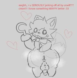 1boy 1boys backsack bowtie dialogue femboy five_nights_at_freddy's five_nights_at_frickbears five_nights_at_frickbears_3 fox from_behind furry hook hook_hand lolbit_(fnaf) lolbit_(frickbears) solo toxiitox