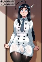 1futa 1futanari ahoge ai_generated artist_name black_hair bleach blue_eyes blush breasts bulge closed_mouth clothing covered_testicles crossdressing dress erection erection_under_clothes futa_only futanari giselle_gewelle huge_ahoge intersex intersex_only jennieart02 light-skinned_futa lips long_hair long_sleeves looking_at_viewer male_focus mole necktie otoko_no_ko pantyhose patreon patreon_logo patreon_username penis solo sweat thick_thighs thighhighs thighs trap twitter twitter_username watermark wet wet_clothes white_dress wide_hips