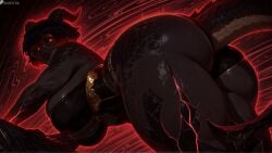 16:9 1girls 2d ai_generated big_breasts breasts busty curvaceous curvaceous_figure curvy curvy_body curvy_figure curvy_hips demon monster quantrup solo solo_female toned toned_body