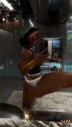 3d 3d_(artwork) 3d_animation animation ass ass_focus ass_shake big_ass big_breasts blue_nails breasts breasts_out british british_female brown_body brown_skin crownedkatie domina female female_focus female_only indian indian_female looking_at_viewer mirror mirror_selfie overwatch overwatch_2 phone pov pov_eye_contact tagme twerk twerking video