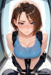 ai_generated big_breasts brown_hair female jill_valentine mature_female resident_evil revoaru short_hair thick_thighs thighs