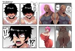 1girl2boys 1girls 2boys 4koma actress back back_view big_ass big_breasts big_butt black_eyes blue_eyes comic curvaceous curvaceous_body curvaceous_female curvaceous_figure curves curvy curvy_body curvy_female curvy_figure curvy_hips dark-skinned_male dark_eyes dark_hair doggy_style dress dressed eyeless_male huge_ass huge_breasts huge_butt incest inminent_sex large_breasts maymayuumi mayumi_oka muscular_arms muscular_male oka_mayumi open_mouth original original_character panels pink_hair shocked shocked_expression shocked_eyes short_hair silhouette silhouette_sex standing_sex tank_top thick thick_ass thick_hips thick_thighs thighhighs thighs vagina vaginal_fluids vaginal_penetration vaginal_sex white_skin