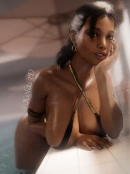 1girls 3d african african_female big_breasts bikini breasts capcom chocolate_girl cleavage dark-skinned_female dark_skin ebony ebony_female female kolas3d large_breasts pool resident_evil resident_evil_5 sheva_alomar sideboob skimpy solo