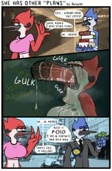 adam's_apple anthro avian avioylin bathroom beak big_breasts big_penis blue_body bodily_fluids body_writing book breasts cartoon_network cheating_girlfriend clothed clothing comic comic_panel crying cuckold cum deep_throat detailed_background dialogue duo equid equine female forced forced_oral gagging genital_fluids genitals glory_hole golf_cart hi_res horse huge_cock long_penis makeup male male/female mammal margaret_smith_(regular_show) mascara medial_ring meme messy money mordecai_(regular_show) neck_bulge nerd oral oral_penetration partially_clothed penetration penis pink_clothing pink_shirt pink_topwear public_restroom red_body regular_show rough_sex running_makeup running_mascara school sex shirt slur speech_bubble suit tally_marks tears text topwear