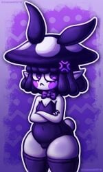 2026 angry blush bow_tie breasts bunny_costume camel_toe clothed clothing costume cremini cremininsfw elemental_creature female frown fungi_fauna fungus grumpy hair herm hi_res humanoid humanoid_pointy_ears intersex legwear mime mushroom_cap noseless not_furry pointy_ears pupils purple_eyes purple_hair scut_tail short_tail shortstack small_breasts solo standing tail thick_thighs thigh_highs unusual_pupils white_body