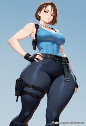 ai_generated big_breasts brown_hair female jill_valentine mature_female resident_evil revoaru short_hair thick_thighs thighs