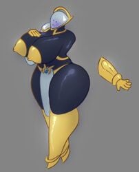 2d 2d_(artwork) ambiguous_gender armor breasts full_body gold_jewelry helmet nonbinary power_(ultrakill) shading shiny_skin tagme thighhighs thighs tits_out ultrakill