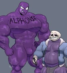 alien bara belly briefs bulge el_benon elbenon fan_character jacket male male/male manly marker musclegut muscular_male ornyrabi77 pecs purple_body size_difference skeleton skull smiling symbiote the_parca therabit thick_thighs unavailable_at_source underwear watermark youtube_hispanic youtuber