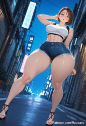 ai_generated big_breasts brown_hair female jill_valentine mature_female resident_evil revoaru short_hair thick_thighs thighs