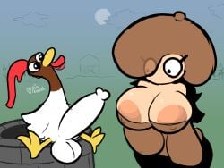 areola avian balls big_areola big_breasts big_penis bird breasts chicken clothing digital_media_(artwork) duo erection eyelashes female feral galliform genitals hair hat headgear headwear huge_breasts huge_cock human humanoid_genitalia humanoid_penis long_hair looking_at_another looking_at_genitalia looking_at_penis male male/female mammal mort_the_chicken mort_the_chicken_(mort_the_chicken) mushroom_toppin nipple_outline penis phasianid pincoosh pizza_tower puffy_sleeves shoulderless_sweater signature sitting sweater toppin_gals_minus8 topwear