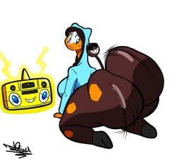 1boy 2025 2girls anthro artist_logo artist_name ass big_ass big_breasts big_butt blue_eyes boombox bouncing_butt breasts brown_body brown_fur brown_hair bubble_butt butt_focus butt_jiggle clapping_cheeks digital_drawing_(artwork) digital_media_(artwork) duo eyelashes eyewear female fur generation_2_pokemon girafarig giraffid gold_boombox_(prevence) hair huge_breasts huge_butt jiggling logo long_hair long_tail looking_back male male/female mammal nahff nintendo penelope_and_katelyn_(nahff) pokemon pokemon_(species) pokemorph signature sunglasses tagme tail tansau text throwing_it_back twerking wet wet_body wiggling_ass yellow_body yellow_fur