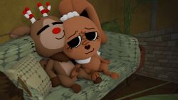 3d 3d_(artwork) 3d_model accurate_art_style blender cocoa_(dandy's_world) dandy's_world deer handjob jerkingoff_another lennyderoy looking_at_another looking_pleasured pleasure_face rabbit romantic rudie_(dandy's_world) straight