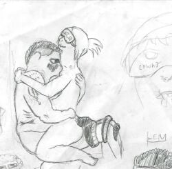 1boy1girl cowgirl_position eddsworld female implied_penetration kissing_neck low_effort male oc pencil ponytail sex sketch tail tail_around_leg tail_around_partner tamara_(eddsworld)
