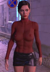 1girls 3d black_miniskirt daz_studio miniskirt o97t5s original see-through see-through_clothing see-through_top solo