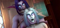 2025 3d ainastrasza blue_eyes blue_hair elf elf_ears female femdom hypnosis kaminakirei melwinne naked night_elf night_elf_death_knight pointed_ears tagme video white_hair world_of_warcraft