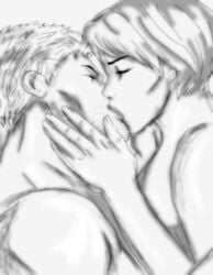 1boy 1girls biohazard capcom chris_redfield closed_eyes female kissing making_out male male/female passionate passionate_kiss rebecca_chambers resident_evil resident_evil_0 romantic shirtless short_hair short_hair_female straight topless wholesome