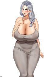 1girls absurd_res breasts cleavage clothed clothing curvy dress female female_only huge_breasts long_hair mature mature_female mature_woman milf n0n_001 original solo solo_female thick_thighs voluptuous voluptuous_female white_background wide_hips
