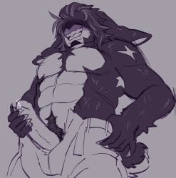 bunny_ears bunny_tail dream_game hairy_male holding_penis mafioso_(dream_game) precum solo_male