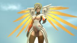 3d balls big_balls big_breasts big_penis blonde_hair blue_eyes breasts derpsycho333 dickgirl erection futa_only futanari intersex looking_at_viewer mercy nipples overwatch penis source_filmmaker wings