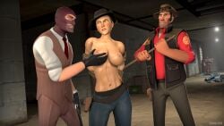 1girls 2boys 3d 4k angry_face areola areolae bare_breasts belly belt big_breasts blue_eyes boob_grab braunlecher breasts breasts breasts female femsniper groping groping_breast hat human light-skinned_female looking_at_partner masked_male moyachnik nipples pants pink_nipples rope rule_63 sniper sniper_(team_fortress_2) source_filmmaker spy_(team_fortress_2) straight tagme team_fortress_2 tf2 tied_arms topless topless_female valve