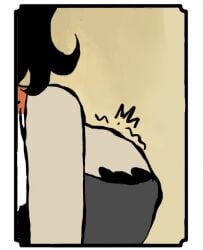 5_alguma_coisa big_breasts bodysuit brazilian brazilian_female breasts carmesinho cleavage clothing covered_nipples curvy curvy_female female female freckles_on_breasts fully_clothed goth goth_girl hair hay_over_one_eye horn hot_dogging huge_breasts jamily_(5_alguma_coisa) original_character thick_thighs tie_between_breasts
